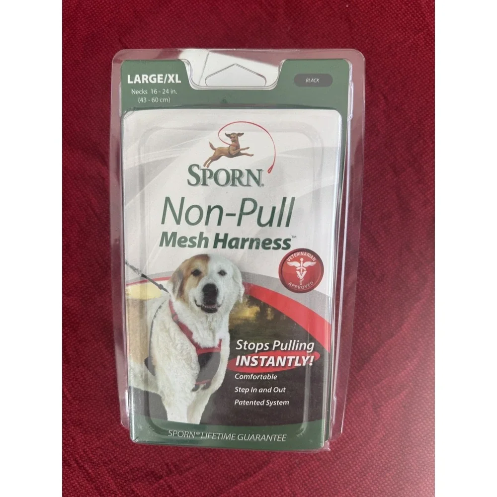 NWT Sporn Non Pulling Mesh Harness Large Necks 16-24 In (43-60cm) In Color BLACK